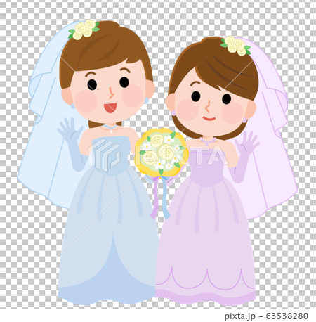 結婚式　披露宴　女性　同性婚　イラスト 63538280
