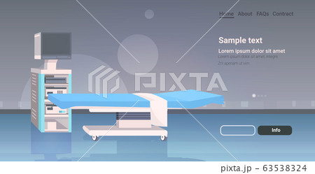hospital operating table and medical device modern clinic surgery room intensive therapy ward horizontal copy space hospital operating table and medical device modern clinic surgery room intensive therapy ward horizontal copy space 63538324