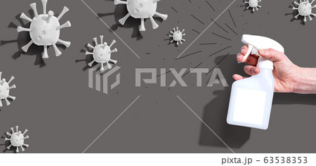 Spray bottle with epidemic influenza concept Spray bottle with epidemic influenza concept 63538353