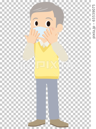 Grandpa controlling cough with tissue Grandpa controlling cough with tissue 63539075