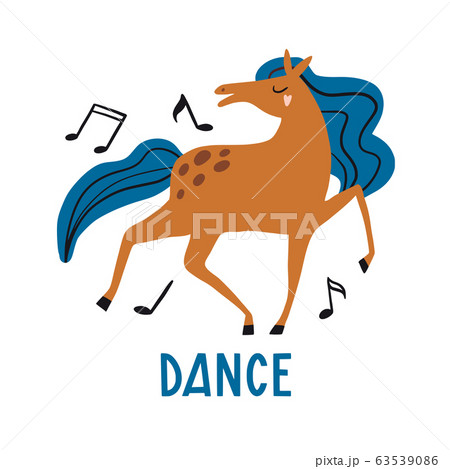 Dance. Cute card with dancing horse Dance. Cute card with dancing horse 63539086