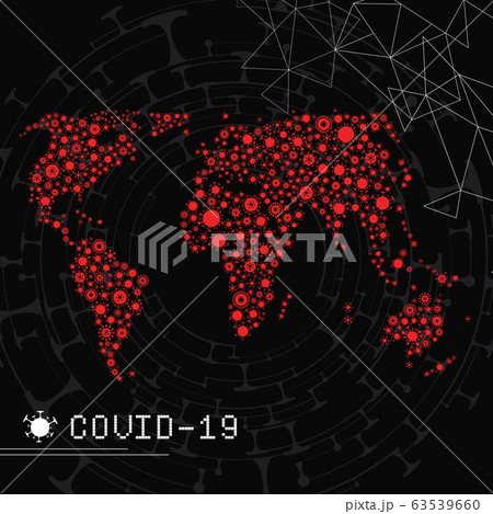 Vector world map made of virus shape silhouettes 63539660
