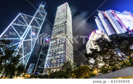 low angle view of modern office block buildings in Hong Kong. Bank of China (Hong Kong) low angle view of modern office block buildings in Hong Kong. Bank of China (Hong Kong) 63540949