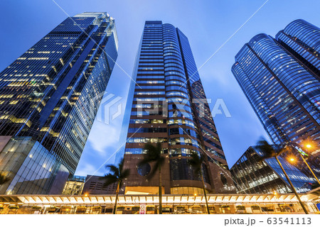 night view of modern business buildings in Central, Hong Kong. night view of modern business buildings in Central, Hong Kong. 63541113
