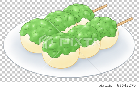 skewered dumpling, dumpling, wagashi - Stock Illustration