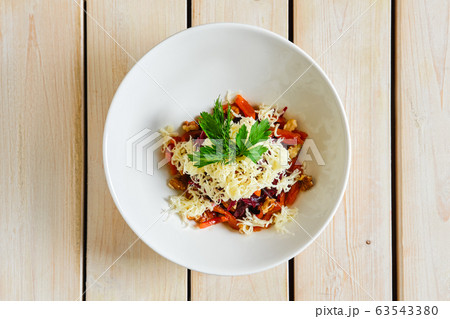 Salad with beetroot, walnut, dried apricot and 63543380