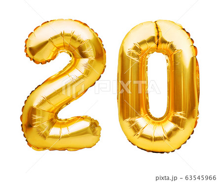 Number 20 twenty made of golden inflatable 63545966