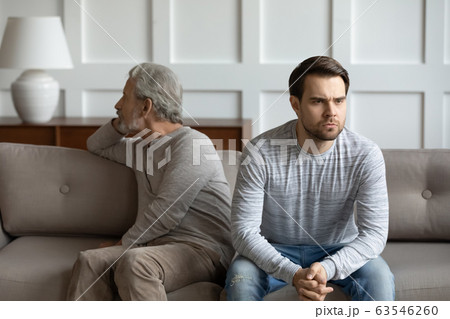 Senior father and adult son avoid talking after fight 63546260