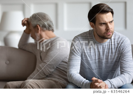 Mature father and adult son have family conflict 63546264