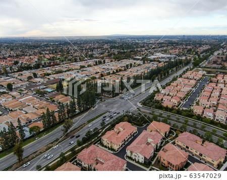 Aerial view of large-scale residential neighborhood, Irvine, California Aerial view of large-scale residential neighborhood, Irvine, California 63547029
