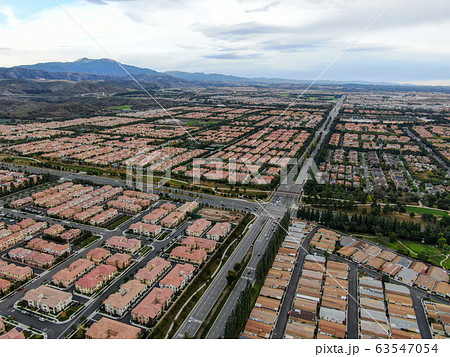 Aerial view of large-scale residential neighborhood, Irvine, California Aerial view of large-scale residential neighborhood, Irvine, California 63547054