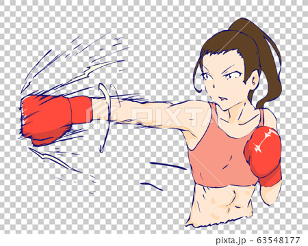 右ストレート 女性ボクサーのイラスト素材