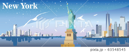 New York silhouette with seagulls 63548545