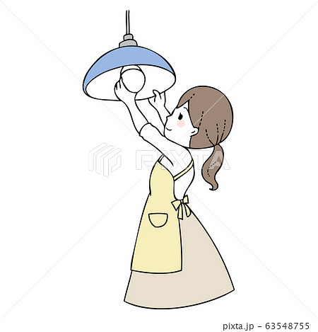 電球を替える女性のイラスト素材
