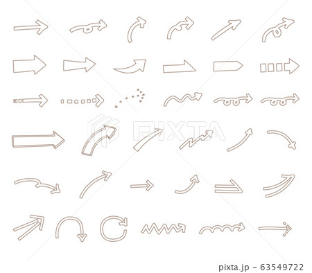 シンプルでおしゃれな矢印 ベクター イラスト 茶色のイラスト素材