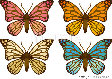 蝶々のカラーセットのイラスト素材
