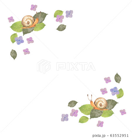 カタツムリと紫陽花リフレームのイラスト素材