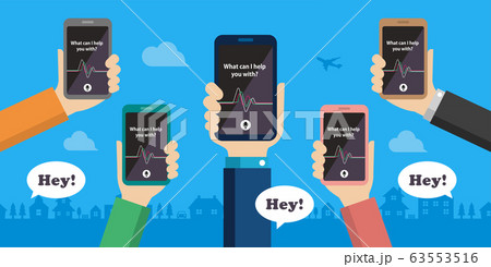 コンシェルジュアプリ(音声アシスタント / Siri ) ベクターバナーイラスト 63553516