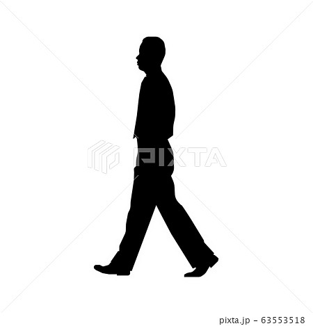 歩いている人物 歩行者 全身 横向き シルエットイラスト ビジネスマン サラリーマンのイラスト素材