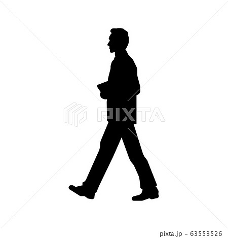 歩いている人物 歩行者 全身 横向き シルエットイラスト ビジネスマン サラリーマンのイラスト素材