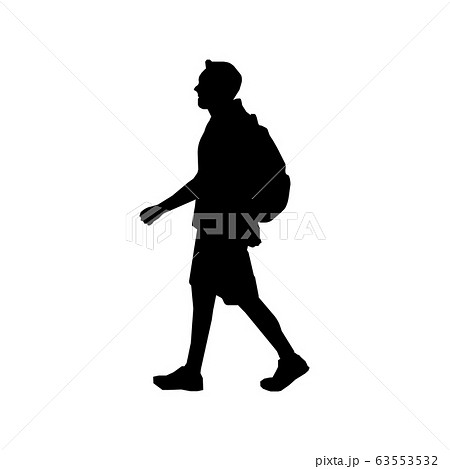 歩いている人物 歩行者 全身 横向き シルエットイラスト カバンを背負っている人のイラスト素材
