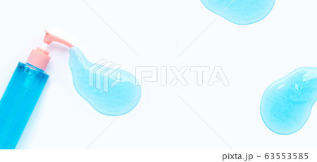 Alcohol hand sanitizer gel in pump bottle on white 63553585