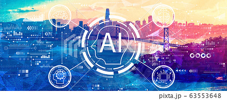 AI concept with the Bay Bridge in San Francisco AI concept with the Bay Bridge in San Francisco 63553648