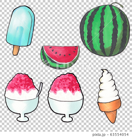 手描きの夏の冷たい食べ物のイラストのイラスト素材