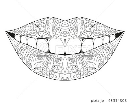 Zentangle stylized smile for coloring. Hand Drawn Zentangle stylized smile for coloring. Hand Drawn 63554308