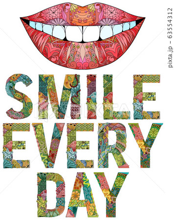 Words smile every day with silhouette of lips. Words smile every day with silhouette of lips. 63554312