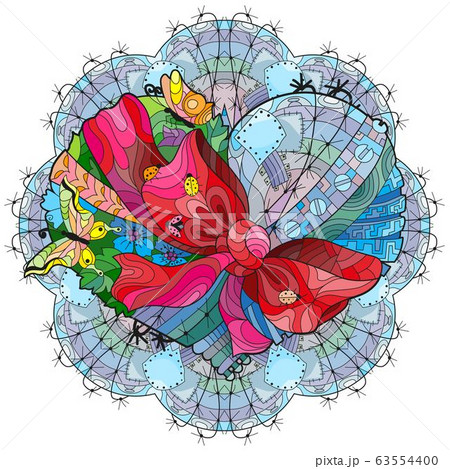 Sketchy doodle heart tied on a patterned round Sketchy doodle heart tied on a patterned round 63554400