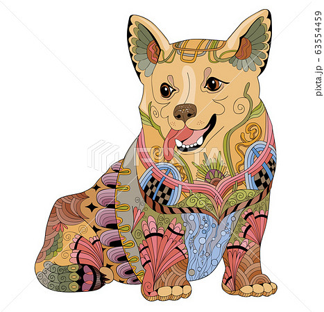 Zentangle stylized dog. Hand drawn decorativeのイラスト素材