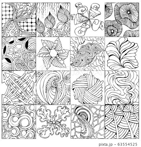 Hand drawn zentangle background for coloring page Hand drawn zentangle background for coloring page 63554525