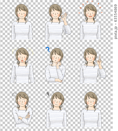 女性　表情セット  63554869