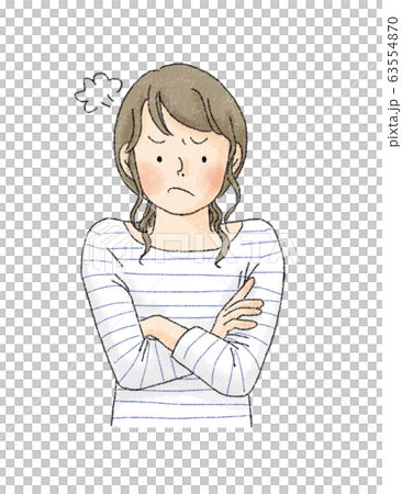 女性　表情　（怒り顔） 63554870