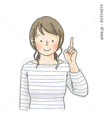 女性　表情　（指さし） 63554874