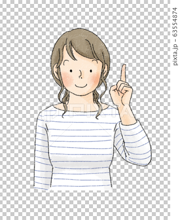 女性　表情　（指さし） 63554874