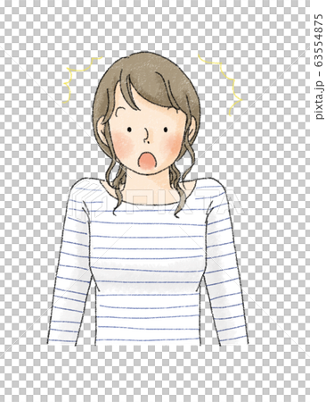 女性　表情　（驚き） 63554875