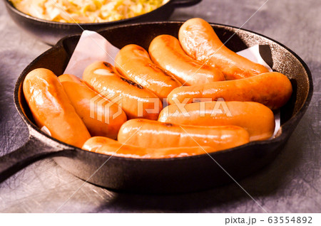 Delicious smoked sausages, Grilled german sausaged 63554892