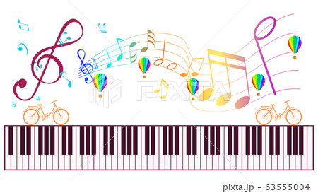 Piano keyboard and Music notes isolated. Piano keyboard and Music notes isolated. 63555004