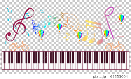 Piano keyboard and Music notes isolated. Piano keyboard and Music notes isolated. 63555004