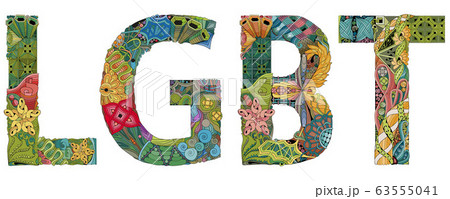 Abbreviation LGBT. Vector zentangle object for 63555041