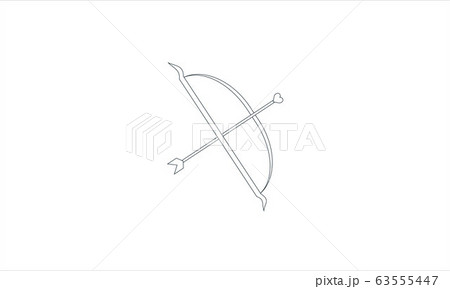 Bow weapon with arrows. Medieval and fantasy weapon. Flat vector illustration isolated on white background.	 63555447