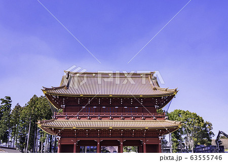 静岡県 改修工事中の大石寺三門の写真素材 静岡県 改修工事中の大石寺三門の写真素材