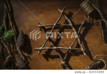 Pinecones and twig Star of David Pinecones and twig Star of David 63555995