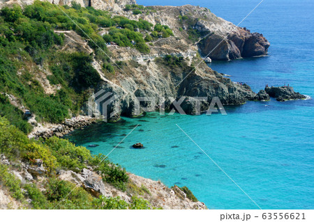 The landscape of the rocky shore of the Black Sea. The landscape of the rocky shore of the Black Sea. 63556621