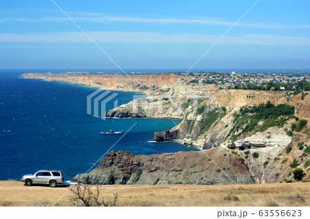 The landscape of the rocky shore of the Black Sea. The landscape of the rocky shore of the Black Sea. 63556623