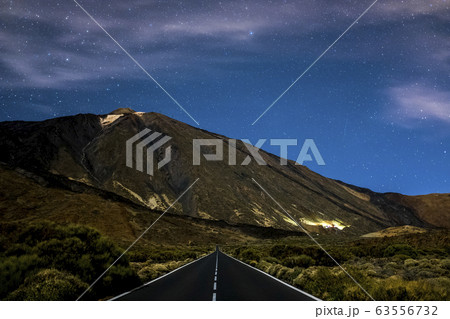 Mount Teide and highway in Tenerfie, Spain 63556732