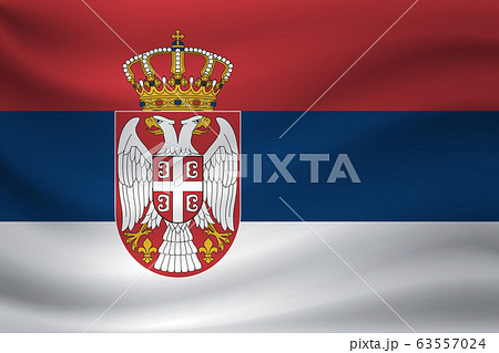 Waving flag of Serbia. Vector illustration 63557024