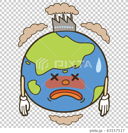 環境破壊のイメージイラスト 地球のキャラクターのイラスト素材